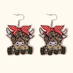Personalisierte hölzerne Hochland Kuh Ohrringe Tropfen Ohrringe Tierschmuck Geburtstag Weihnachten Thanksgiving Geschenk für Kuh-Liebhaber