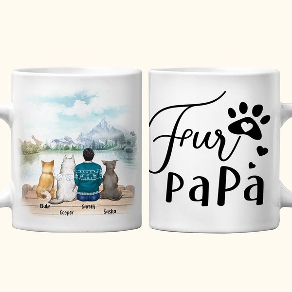 Spersonalizowany kubek ceramiczny Fur Mama/Papa White and Color Inside z imieniem 11 oz i 15 oz Prezent urodzinowy dla miłośników psów