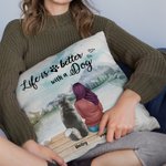 Personalised Life Is Better With Dogs Landscape Throw Pillow Cover Birthday Christmas Gift for Dog Lover