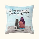 Funda de cojín personalizada I Love You To The Moon And Back Regalo de cumpleaños y Navidad para los amantes de los perros