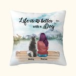Personalised Life Is Better With Dogs Landscape Throw Pillow Cover Birthday Christmas Gift for Dog Lover