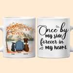 Personlig Once by My Side Forever in My Heart Vit och färg inuti keramisk mugg med namn Födelsedag Minnesgåva för hundälskare