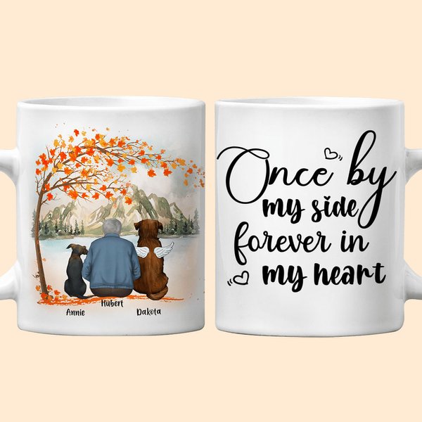 Mug en céramique blanc et couleur intérieure avec nom Cadeau d'anniversaire et de commémoration pour les amoureux des chiens