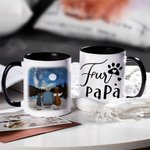Spersonalizowany kubek ceramiczny Fur Mama/Papa White and Color Inside z imieniem 11 oz i 15 oz Pamiątkowy prezent dla miłośników psów