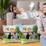 Personalizzato famiglia campeggio Throw Pillow Cover Sunrise La vita è meglio intorno al falò Regalo di compleanno Regalo di San Valentino