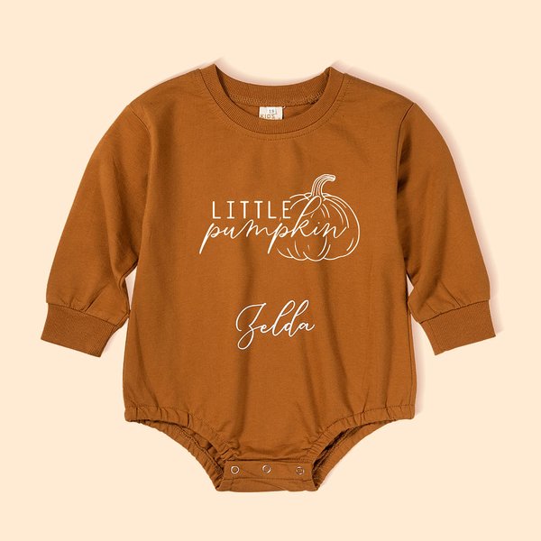 Barboteuse Personnalisée avec le Nom du Bébé Onesie à Motif de Petite Citrouille Cadeau d'Halloween Baby Shower pour Enfant