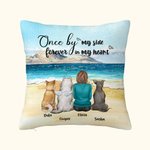 Funda de cojín personalizada Once By My Side Forever In My Heart Regalo de cumpleaños y Navidad para los amantes de los perros 1
