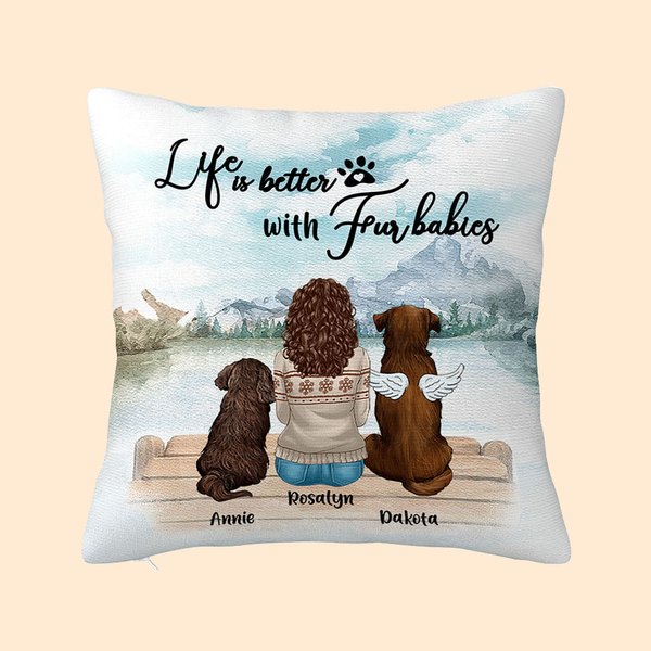 Funda de cojín personalizada Life Is Better With Fur Baby Birthday Christmas Gift for Dog Lovers