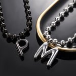 Personalized Unisex Oversized Bubble Initial Ball Chain Necklace Father's Day Birthday Gift for Hip-Hop Lover