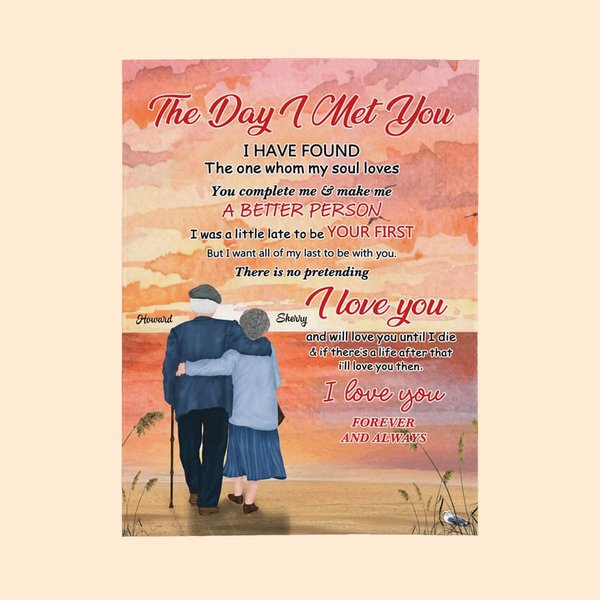 Personalised The Day I Met You I Have Found The One Whom My Soul Loves Blanket Husband's Gift Travel Wedding Anniversary
