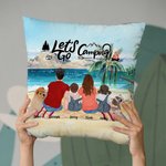 Taie d'oreiller personnalisée Family Beach Camping Let's Go Camping Cadeau de Noël Cadeau de Saint-Valentin