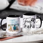 Spersonalizowany kubek ceramiczny Fur Mama/Papa White and Color Inside z imieniem 11 oz i 15 oz Prezent urodzinowy dla miłośników psów