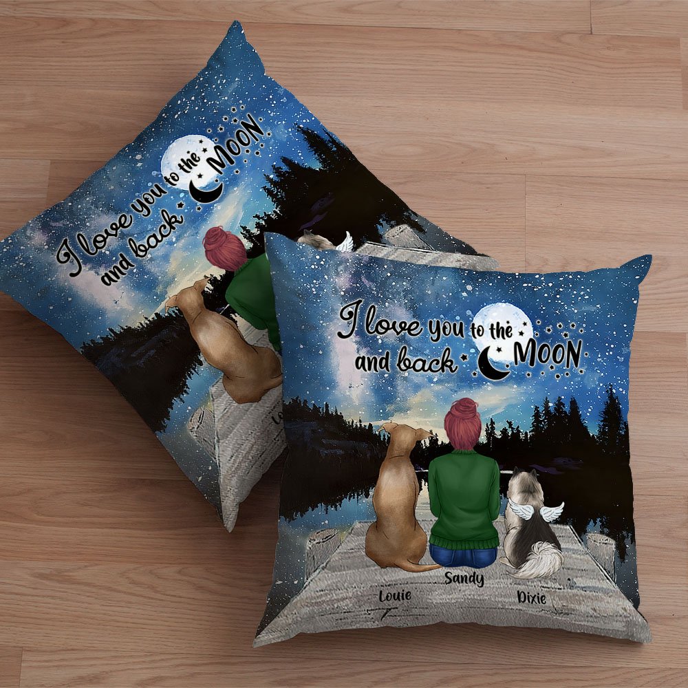 Funda de cojín personalizada I Love You To The Moon And Back Regalo de cumpleaños y Navidad para los amantes de los perros 5