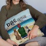 Personalized Walking On A Golden Sandy Beach with My Beloved Dog Throw Pillow Cover Birthday Gift for Dog Lover Owner