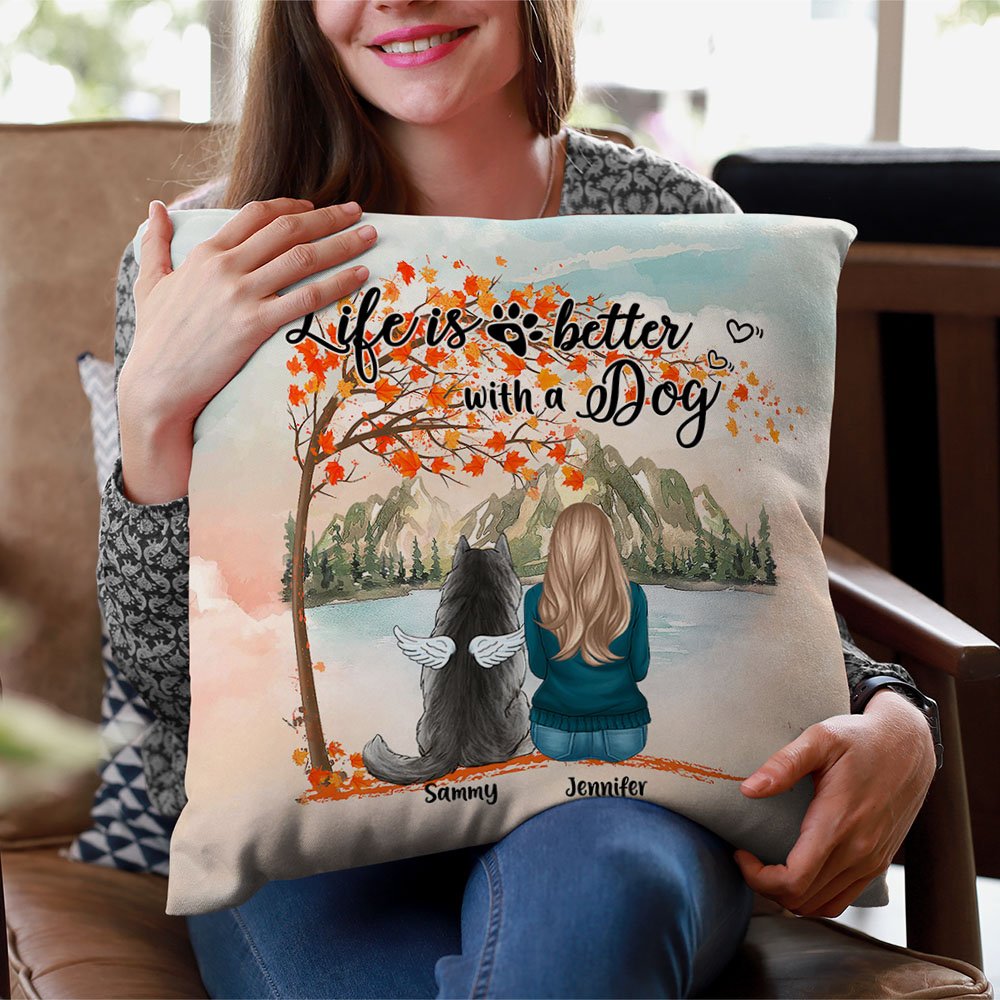Funda de almohada personalizada Life Is Better With A Dog (La vida es mejor con un perro) Regalo de cumpleaños y Navidad para los amantes de los perro 3