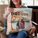 Personalized Playing with My Furry Friends Under The Maple Tree Background Throw Pillow Cover Birthday Christmas Gift for Dog Lovers