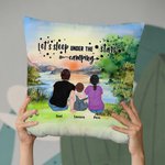 Personalizzato Famiglia Throw Pillow Cover Sunrise Dormiamo sotto le stelle Campeggio regalo di compleanno regalo di San Valentino per il soggiorno