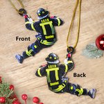Adorno de bombero acrílico personalizado de doble cara Árbol de Navidad Decoración del hogar del coche Cumpleaños Vacaciones Regalo creativo para el b