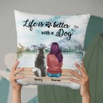 Personalised Life Is Better With Dogs Landscape Throw Pillow Cover Birthday Christmas Gift for Dog Lover