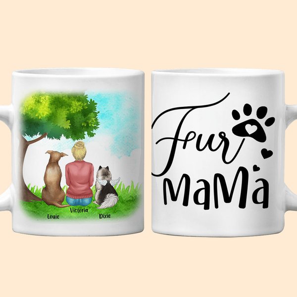 Personalized Fur Mama/Papa White and Color Inside Ceramic Mug with Name 11 oz and 15 oz Gift for Dog Lovers