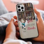 Spersonalizowane etui na telefon komórkowy Just A Girl Who Loves Books z imieniem Urodziny Boże Narodzenie Czytanie Prezent dla siostry Przyjaciółka Miłośniczka książek