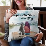 Personalised Life Is Better With Dogs Landscape Throw Pillow Cover Birthday Christmas Gift for Dog Lover