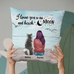 Funda de cojín personalizada I Love You To The Moon And Back Regalo de cumpleaños y Navidad para los amantes de los perros