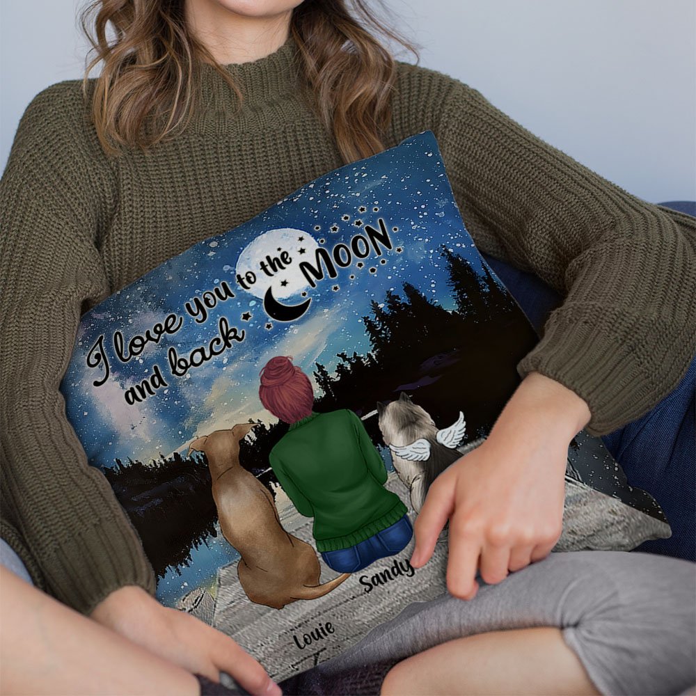 Funda de cojín personalizada I Love You To The Moon And Back Regalo de cumpleaños y Navidad para los amantes de los perros 4