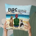 Personalized Walking On A Golden Sandy Beach with My Beloved Dog Throw Pillow Cover Birthday Gift for Dog Lover Owner