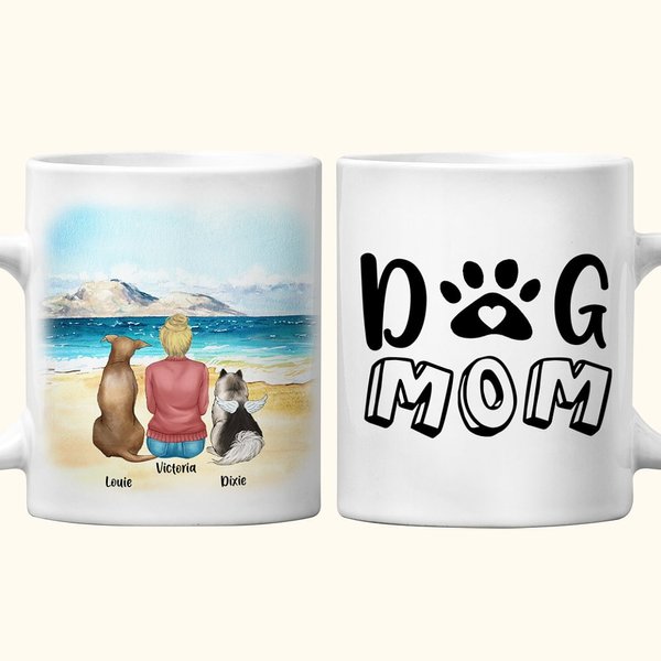 Personalized Dog Mom/Dad White and Color Inside Ceramic Mug with Name 11 oz and 15 oz Gift for Dog Lovers