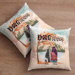 Personalized Playing with My Furry Friends Under The Maple Tree Background Throw Pillow Cover Birthday Christmas Gift for Dog Lovers