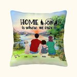 Personalizzato Famiglia Camping Throw Pillow Cover Home Is Where We Park It Regalo di compleanno Regalo di San Valentino per il soggiorno