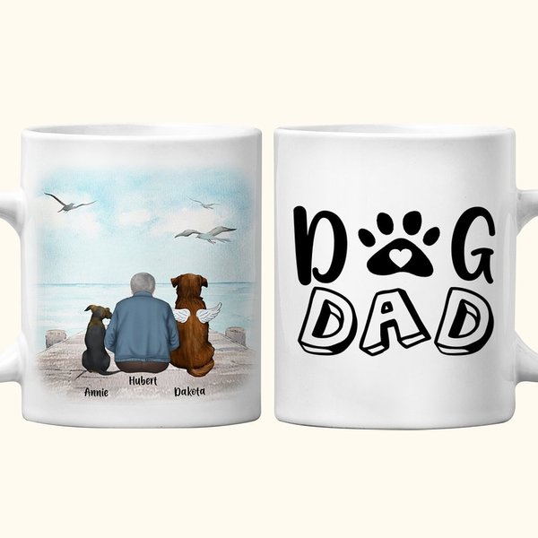 Personalized Dog Mom/Dad White and Color Inside Ceramic Mug with Name 11 oz and 15 oz Birthday Gift for Dog Lovers