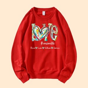 Personalisierte bunte Liebe Herz Design Sweatshirt T-Shirt mit Namen Geschenk für Weihnachten Geschenk Geburtstag Geschenk für Oma Mutter