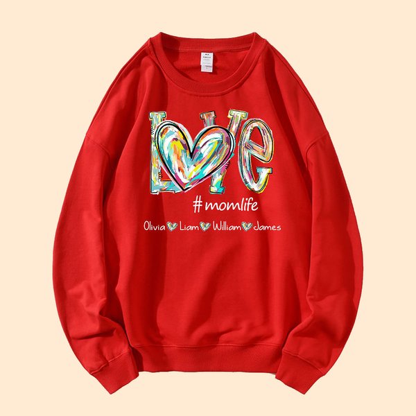 Personalisierte bunte Liebe Herz Design Sweatshirt T-Shirt mit Namen Geschenk für Weihnachten Geschenk Geburtstag Geschenk für Oma Mutter