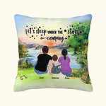 Personalizzato Famiglia Throw Pillow Cover Sunrise Dormiamo sotto le stelle Campeggio regalo di compleanno regalo di San Valentino per il soggiorno