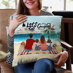Taie d'oreiller personnalisée Family Beach Camping Let's Go Camping Cadeau de Noël Cadeau de Saint-Valentin