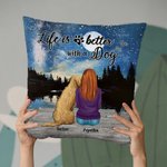 Funda de almohada personalizada Life Is Better With A Dog (La vida es mejor con un perro) Regalo de cumpleaños y Navidad para los amantes de los perro 2