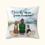 Funda de cojín personalizada Once By My Side Forever In My Heart Regalo de cumpleaños y Navidad para los amantes de los perros 1