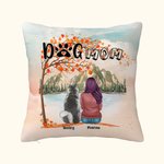 Personalized Playing with My Furry Friends Under The Maple Tree Background Throw Pillow Cover Birthday Christmas Gift for Dog Lovers