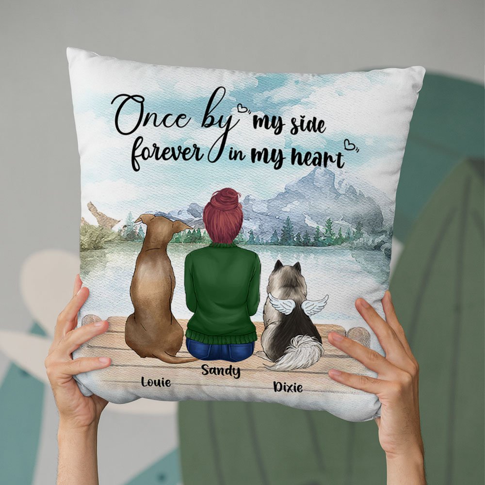 Funda de cojín personalizada Once By My Side Forever In My Heart Regalo de cumpleaños y Navidad para los amantes de los perros 2