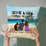 Taie d'oreiller personnalisée Plage Camping Home Is Where We Park It Cadeau de Noël Cadeau de Saint-Valentin