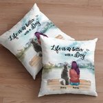 Personalised Life Is Better With Dogs Landscape Throw Pillow Cover Birthday Christmas Gift for Dog Lover