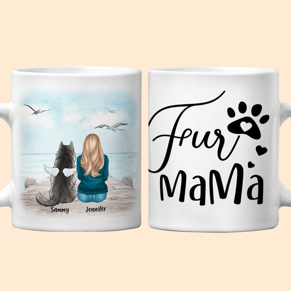 Spersonalizowany kubek ceramiczny Fur Mama Papa White and Color Inside z imieniem 11oz 15oz Prezent urodzinowy dla miłośników psów