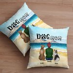 Personalized Walking On A Golden Sandy Beach with My Beloved Dog Throw Pillow Cover Birthday Gift for Dog Lover Owner