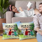Personalizzato Famiglia Camping Throw Pillow Cover Home Is Where We Park It Regalo di compleanno Regalo di San Valentino per il soggiorno