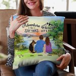 Taie d'oreiller personnalisée Family Camping Adventure Is Out There Let's Find It Cadeau de Noël Cadeau d'anniversaire