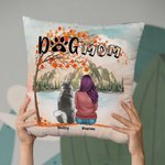Personalized Playing with My Furry Friends Under The Maple Tree Background Throw Pillow Cover Birthday Christmas Gift for Dog Lovers