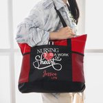 Sac Fourre-Tout Personnalisé avec Nom Sac en Toile avec Fermeture Éclair Capacité Cadeau pour Infirmière