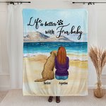 Personalized Life Is Better With Fur Baby Blanket Birthday Gift for Dog Lovers